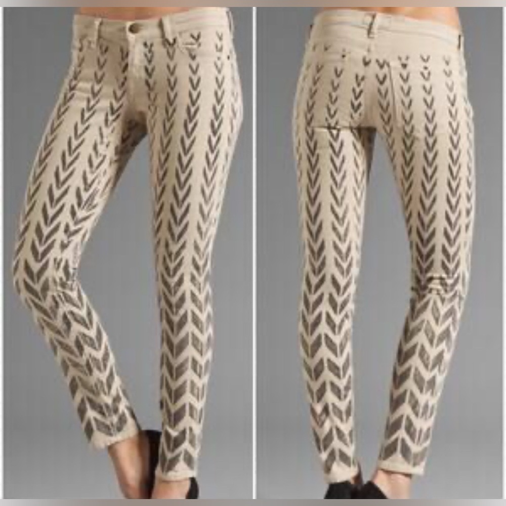 Current/Elliott Ankle Skinny Kahki/Black Chevron 31 NWT